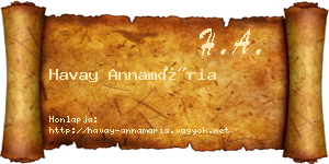 Havay Annamária névjegykártya